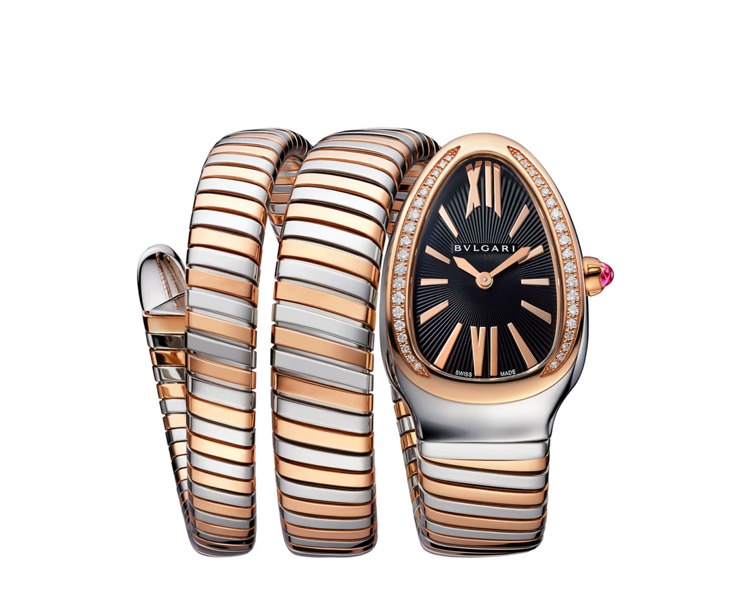 Coiled Band Watch, Rose Gold Tone, Stone-Set, 35 mm, Size M
