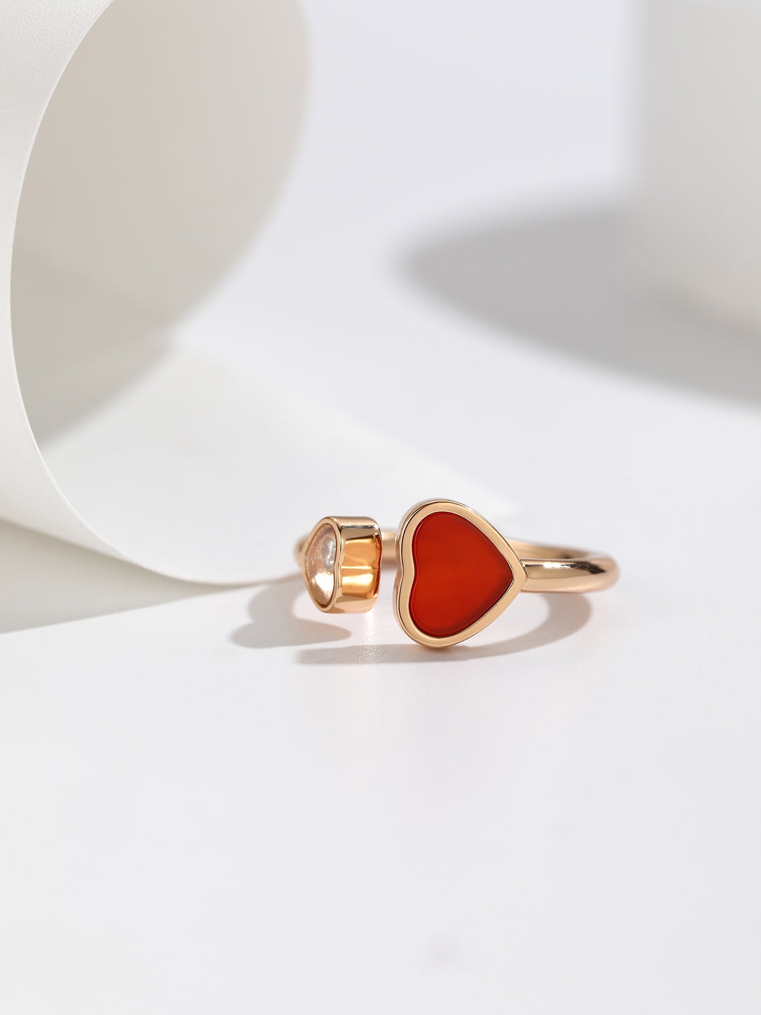 Floating Heart Ring, Rose Gold Tone, Stone-Set