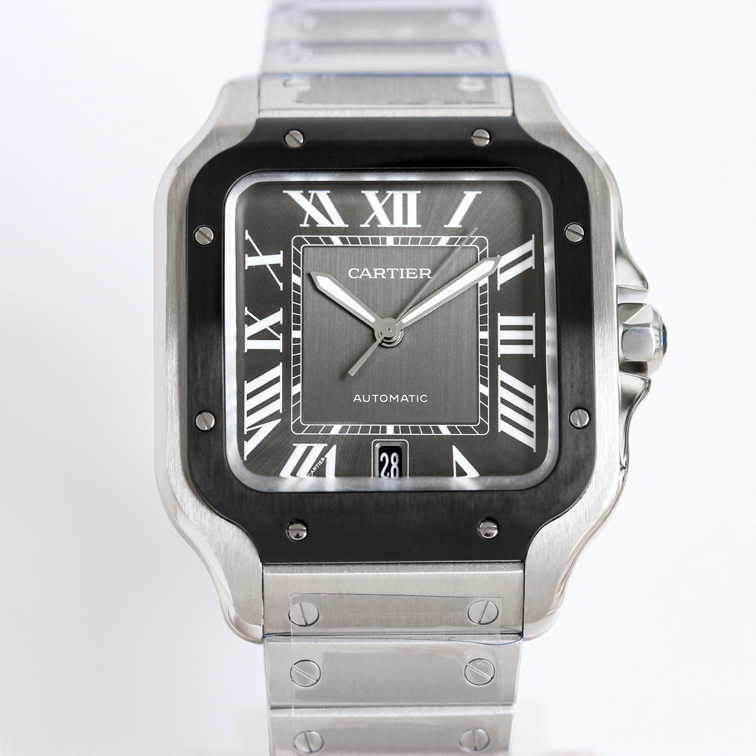 Square Case Watch, Steel, Large Model