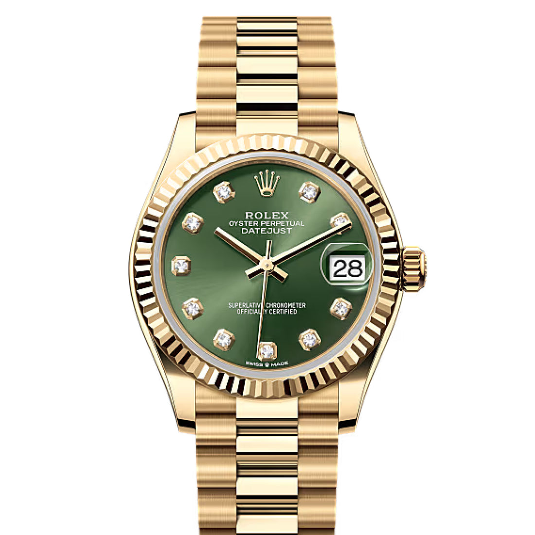 Classic Date Watch, Yellow Gold Tone, Steel, 31 mm