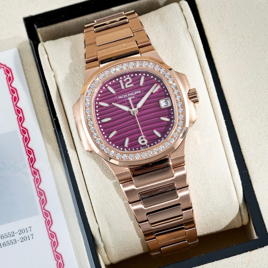 Porthole Case Watch, Rose Gold Tone, Stone-Set