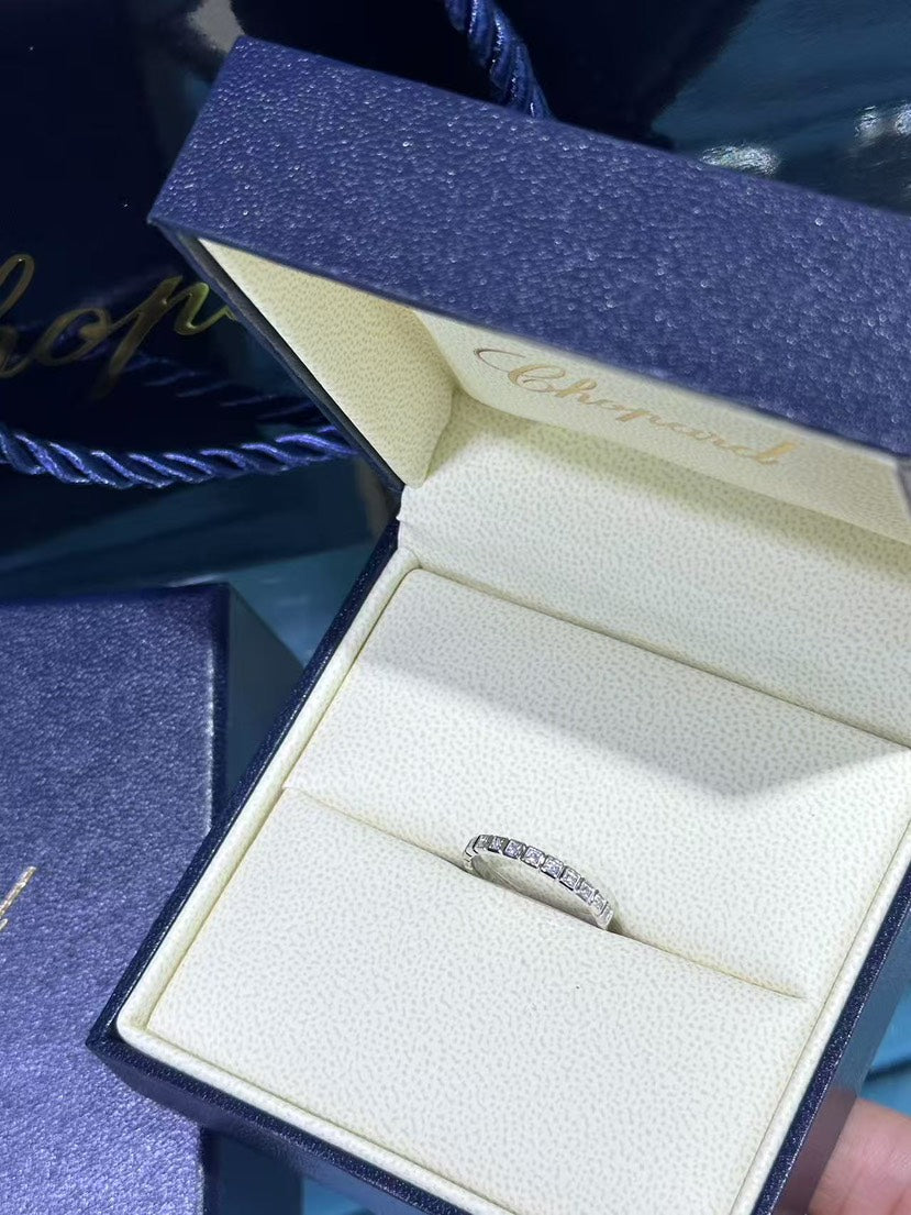Cube-Link Ring, White Gold Tone, Stone-Set, White