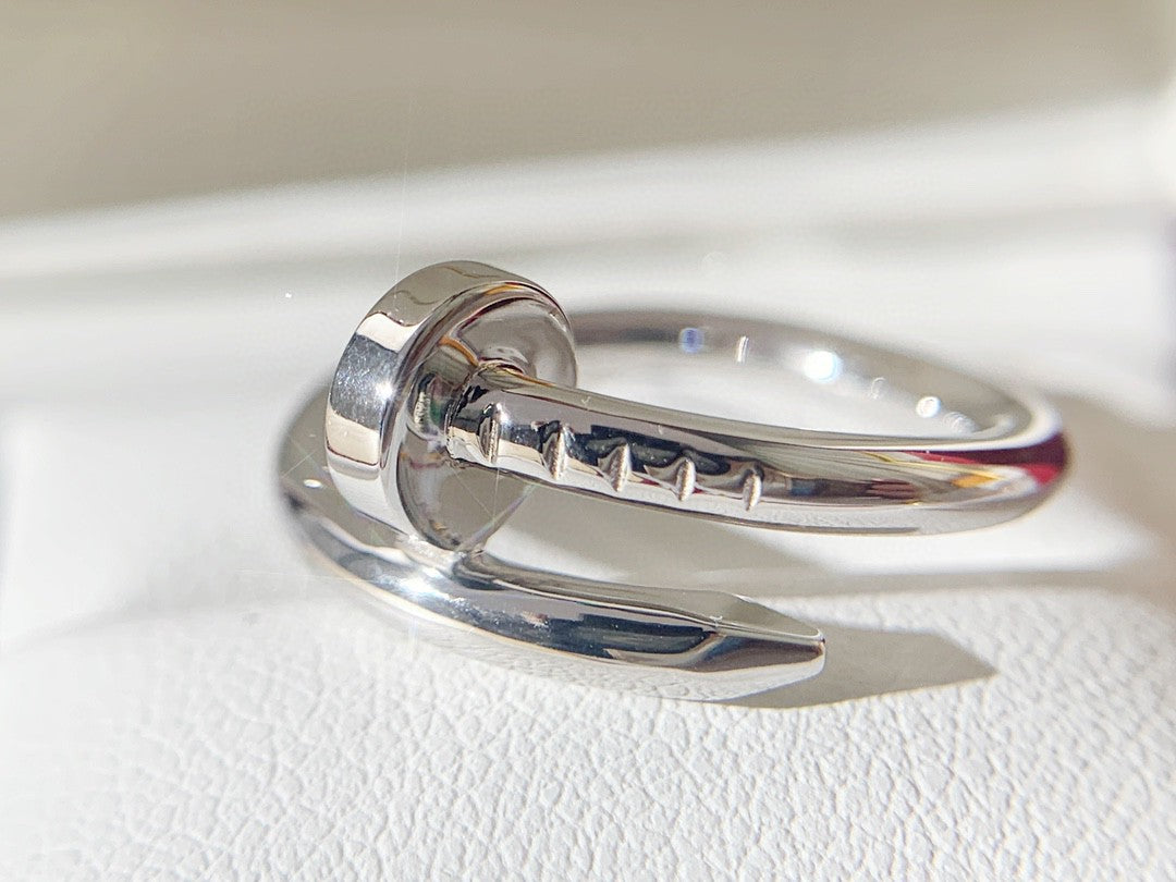 Wrapped Nail Ring, White Gold Tone