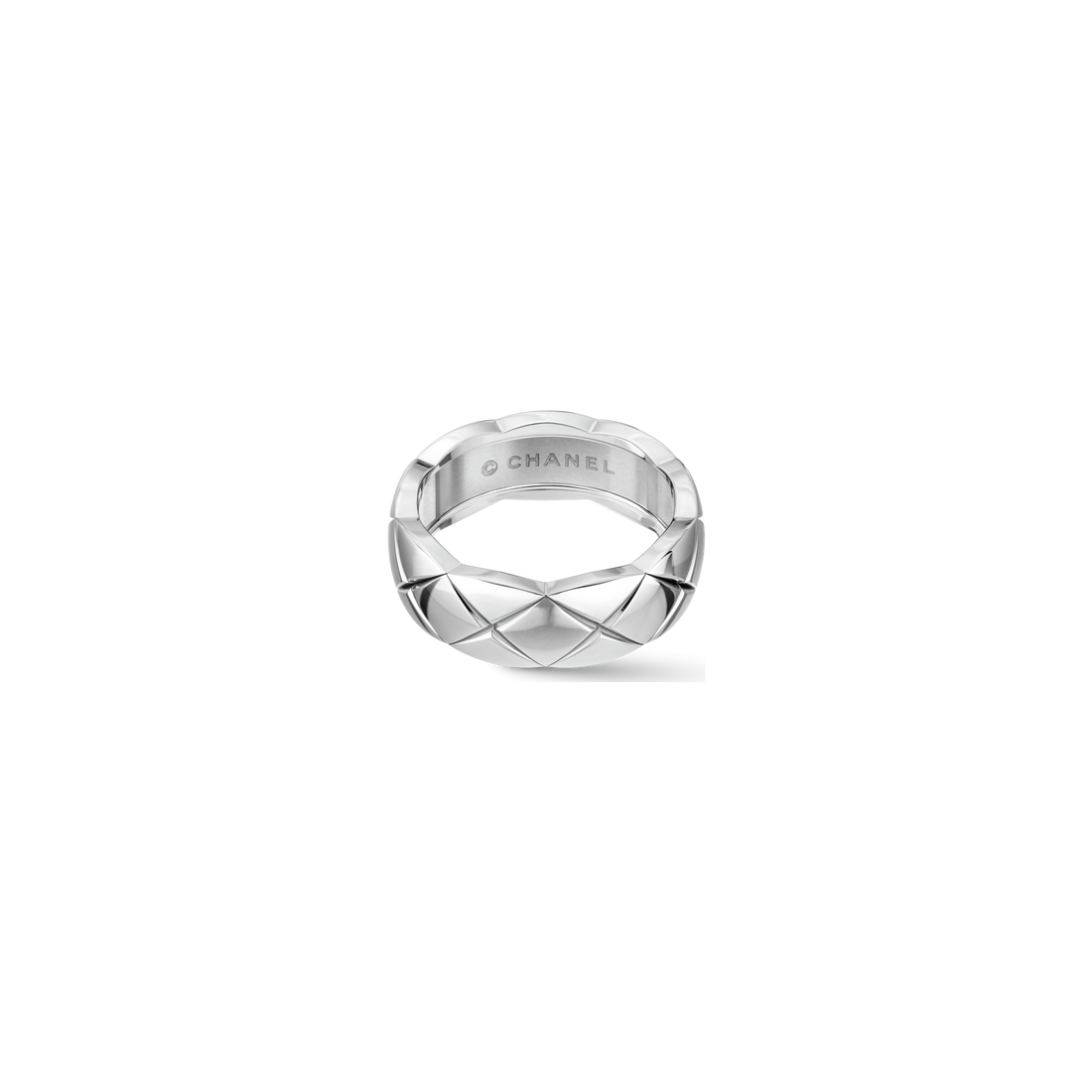 Quilted Pattern Ring, White Gold Tone