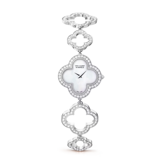 Quatrefoil Dial Watch, 18K, White Gold Tone, Mother-of-Pearl