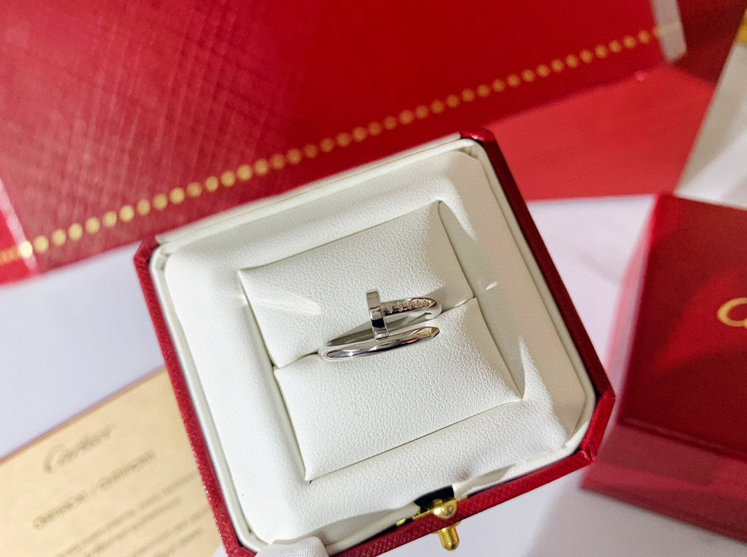 Wrapped Nail Ring, White Gold Tone