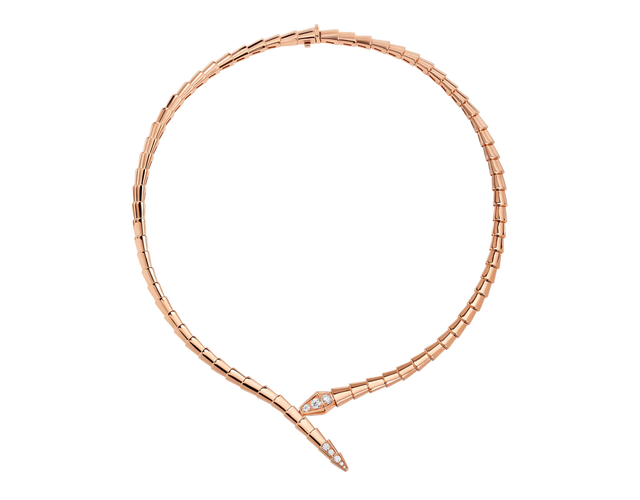 Snake-Scale Necklace, Rose Gold Tone, Stone-Set