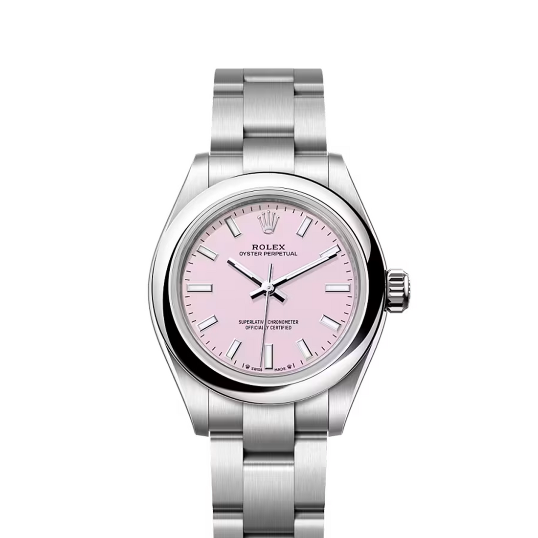 Round Automatic Watch, White Gold Tone, Steel, White, 31-36 mm