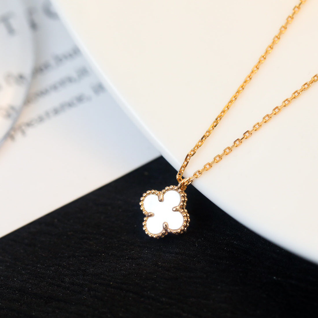 Quatrefoil Pendant Necklace, Yellow Gold Tone