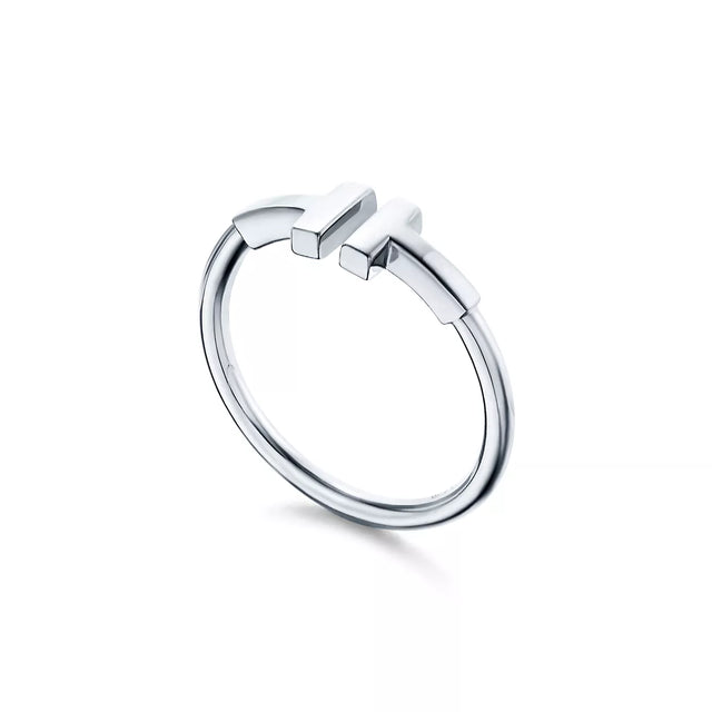 Wire Band Ring, White Gold Tone