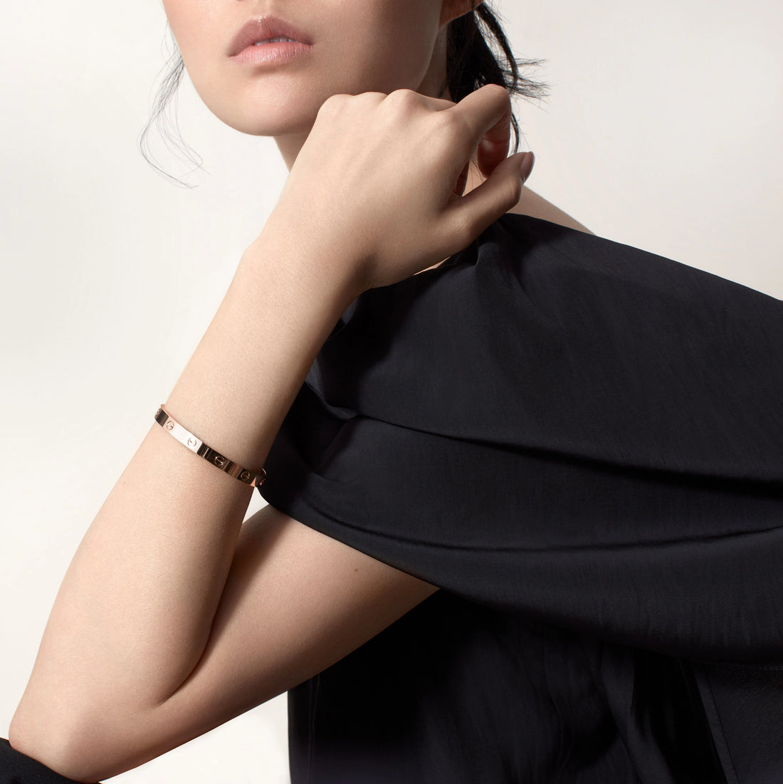 Screw-Lock Bangle Bracelet, 18K Rose Gold Plated, 6.1 mm