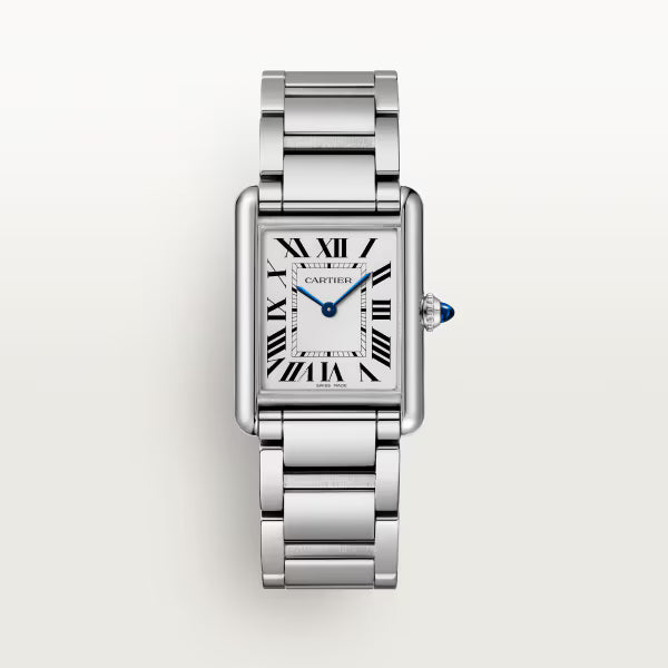 Rectangular Case Watch, White Gold Tone, White, Large Model