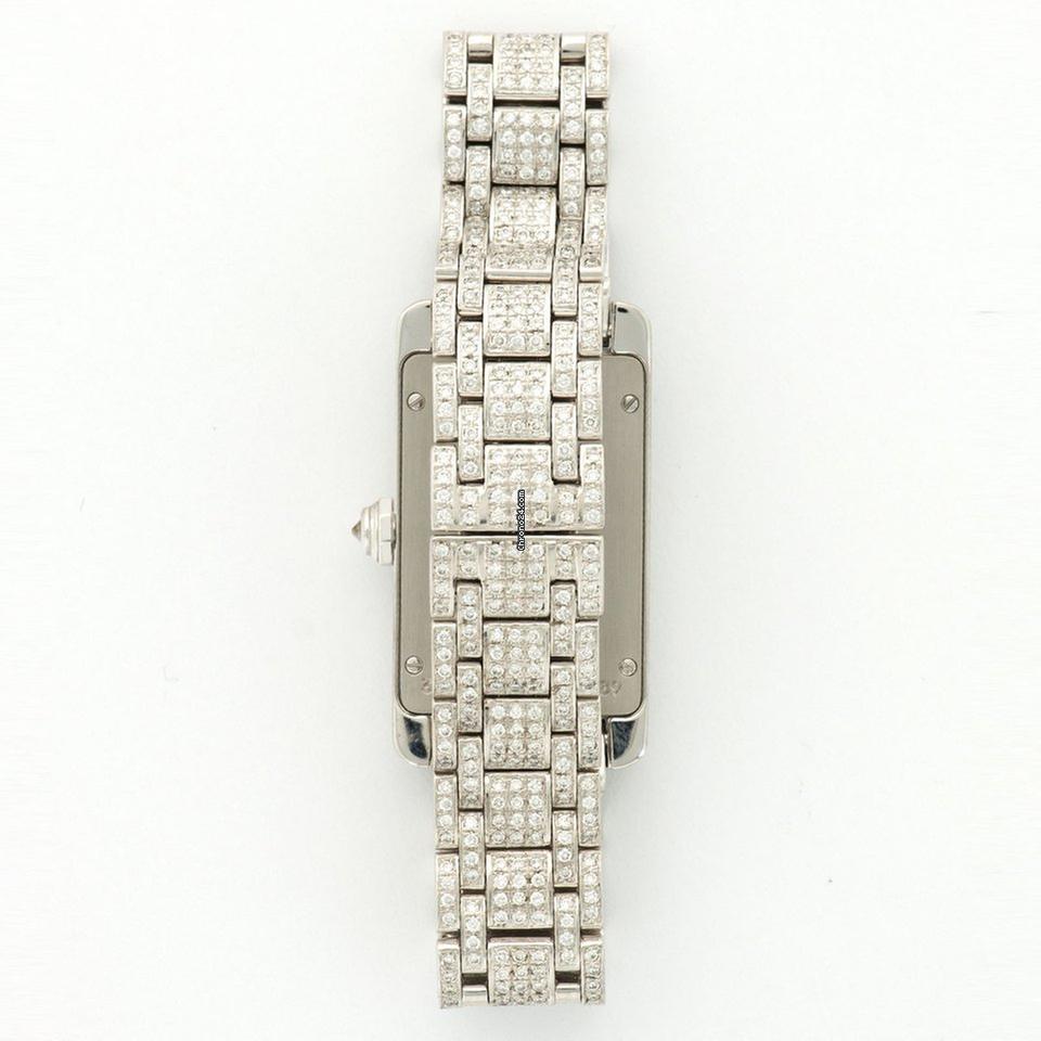 Rectangular Case Watch, White Gold Tone, Stone-Set, White, Mini Model