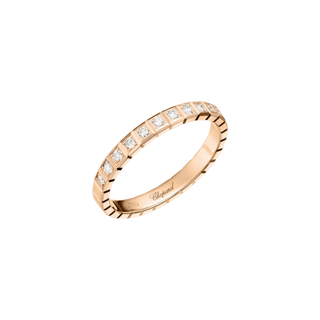 Cube-Link Ring, Rose Gold Tone, Stone-Set