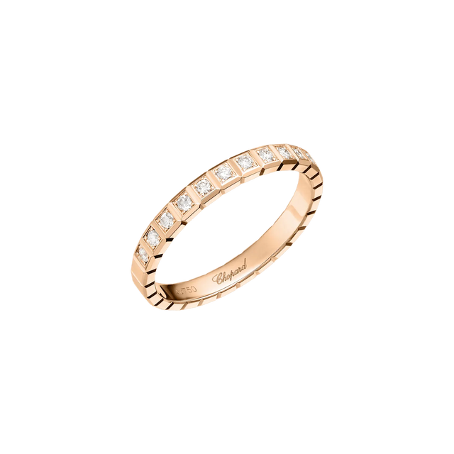 Cube-Link Ring, Rose Gold Tone, Stone-Set