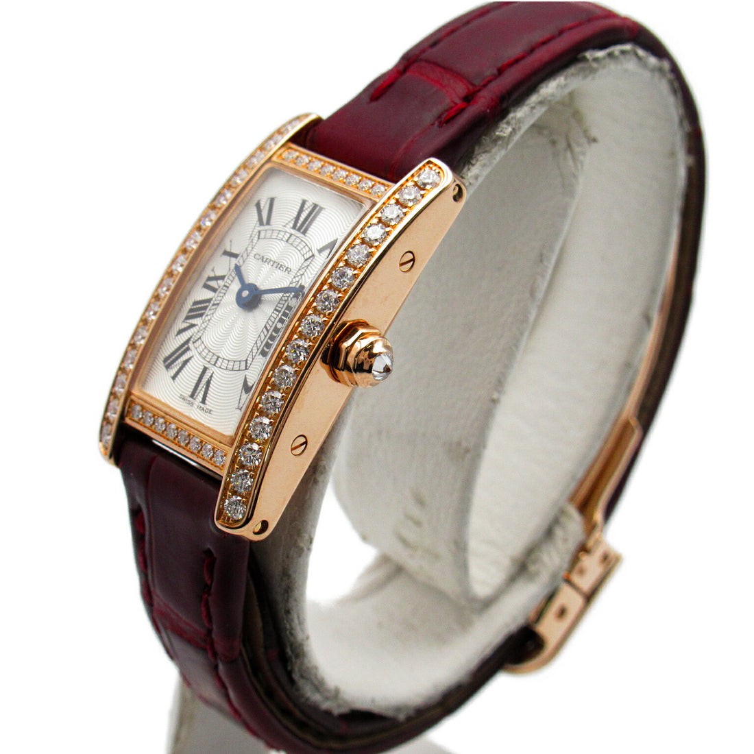 Rectangular Case Watch, Yellow Gold Tone, Stone-Set, Mini Model