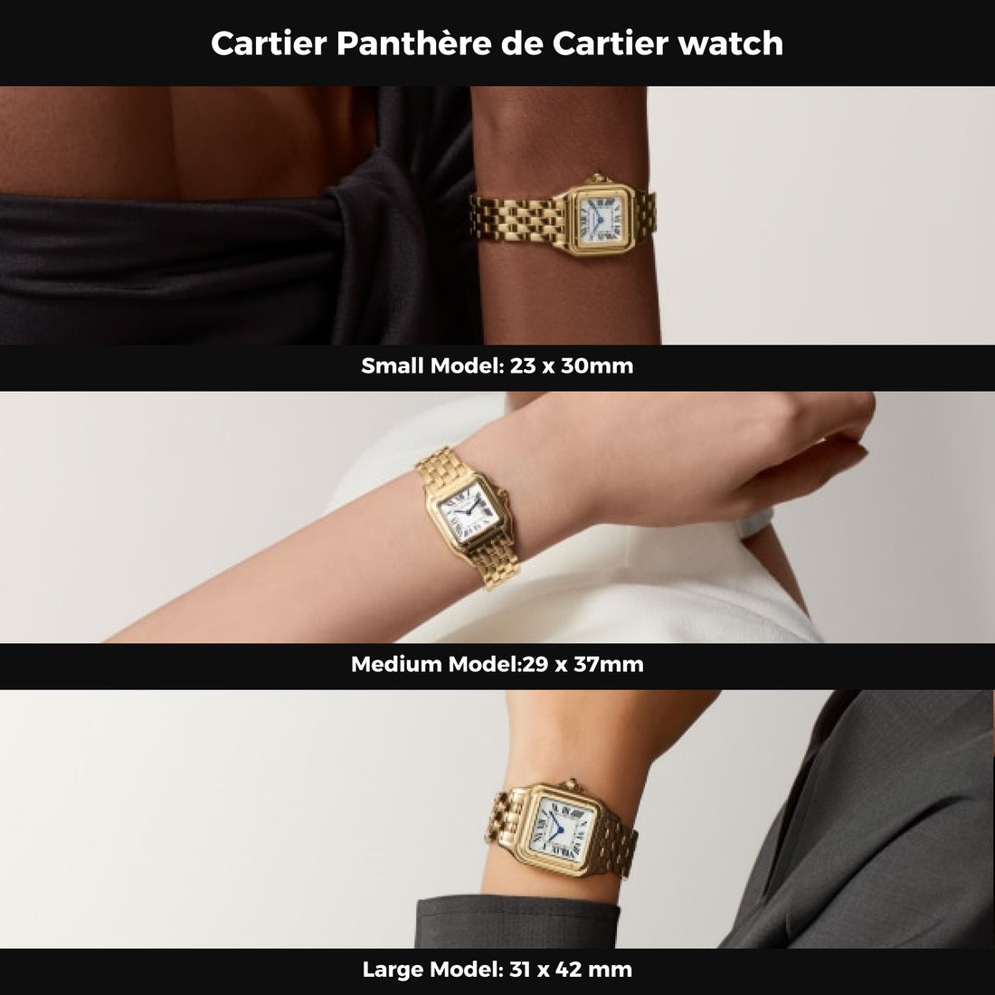 Square Link-Bracelet Watch, Yellow Gold Tone, Small Model