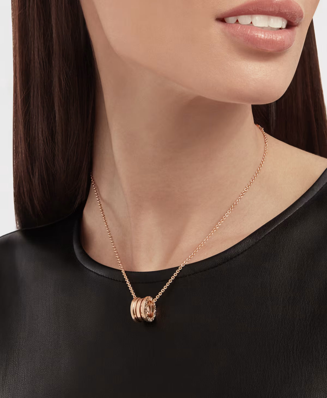 Spiral Pendant Necklace, Rose Gold Tone