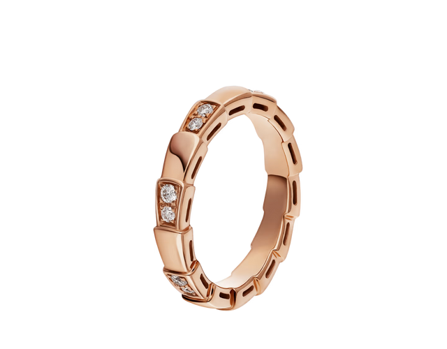 Snake-Scale Ring, Rose Gold Tone, Stone-Set