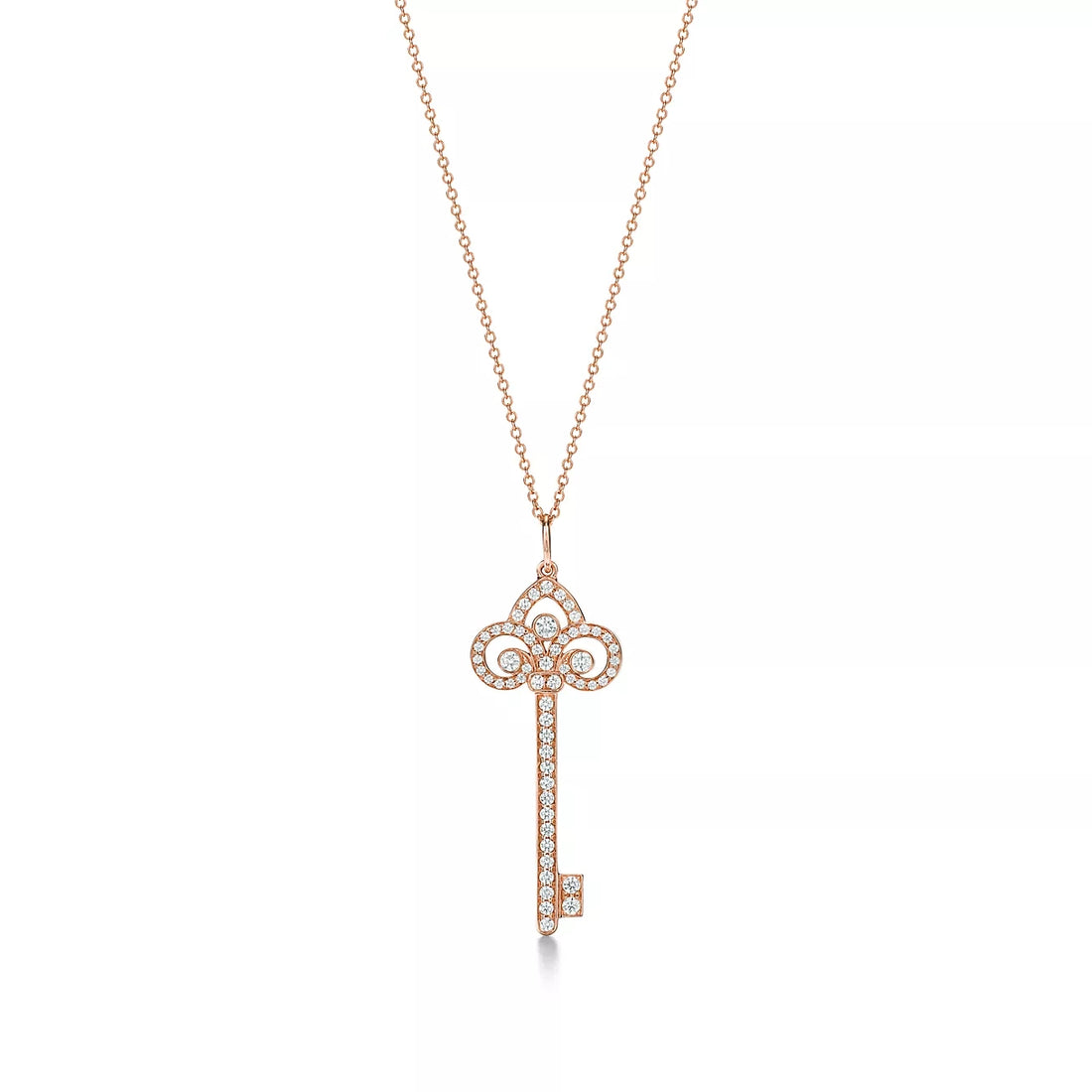 Key Pendant Necklace, Rose Gold Tone