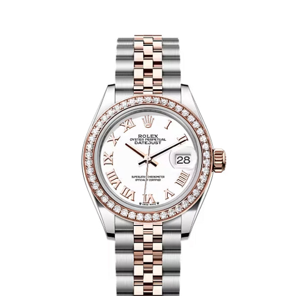 Classic Date Watch, Rose Gold Tone, Stone-Set, 28 mm