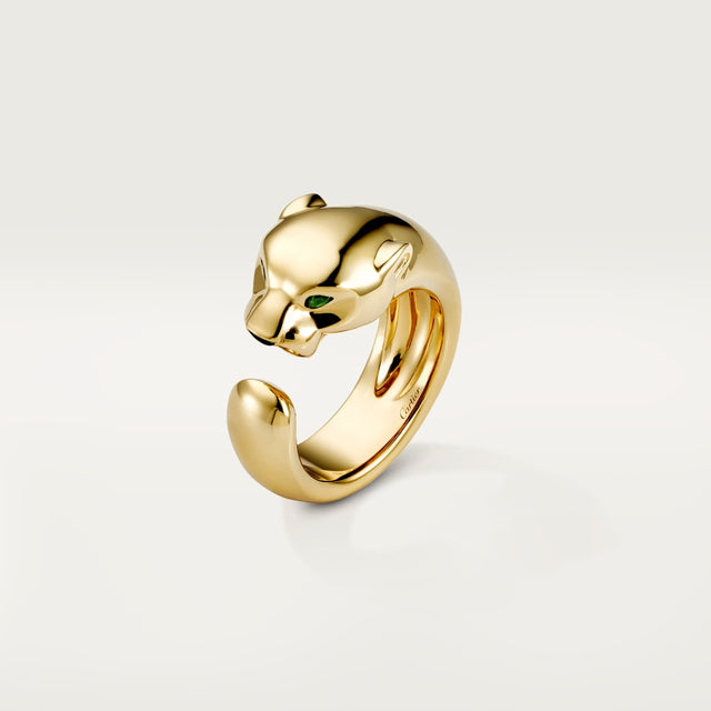 Feline Motif Ring, Medium Model, Yellow Gold Tone