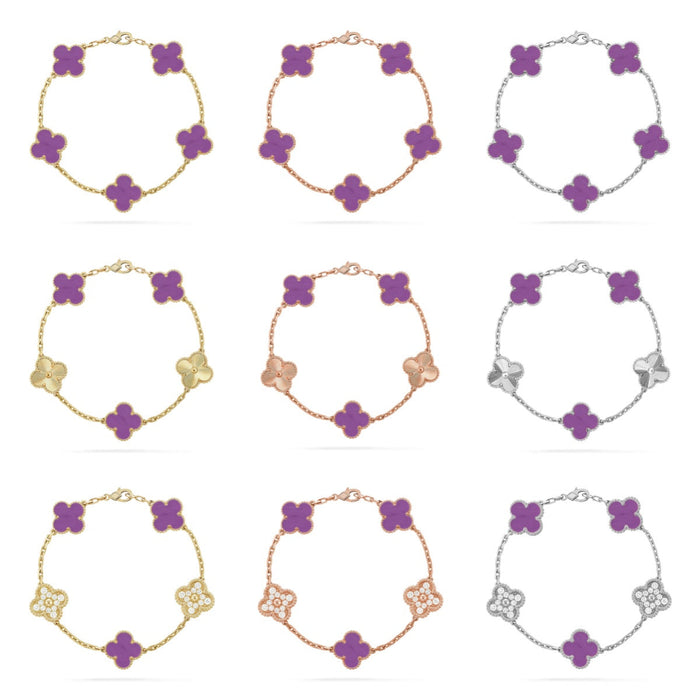 Quatrefoil 5 Motifs Bracelet, Violet