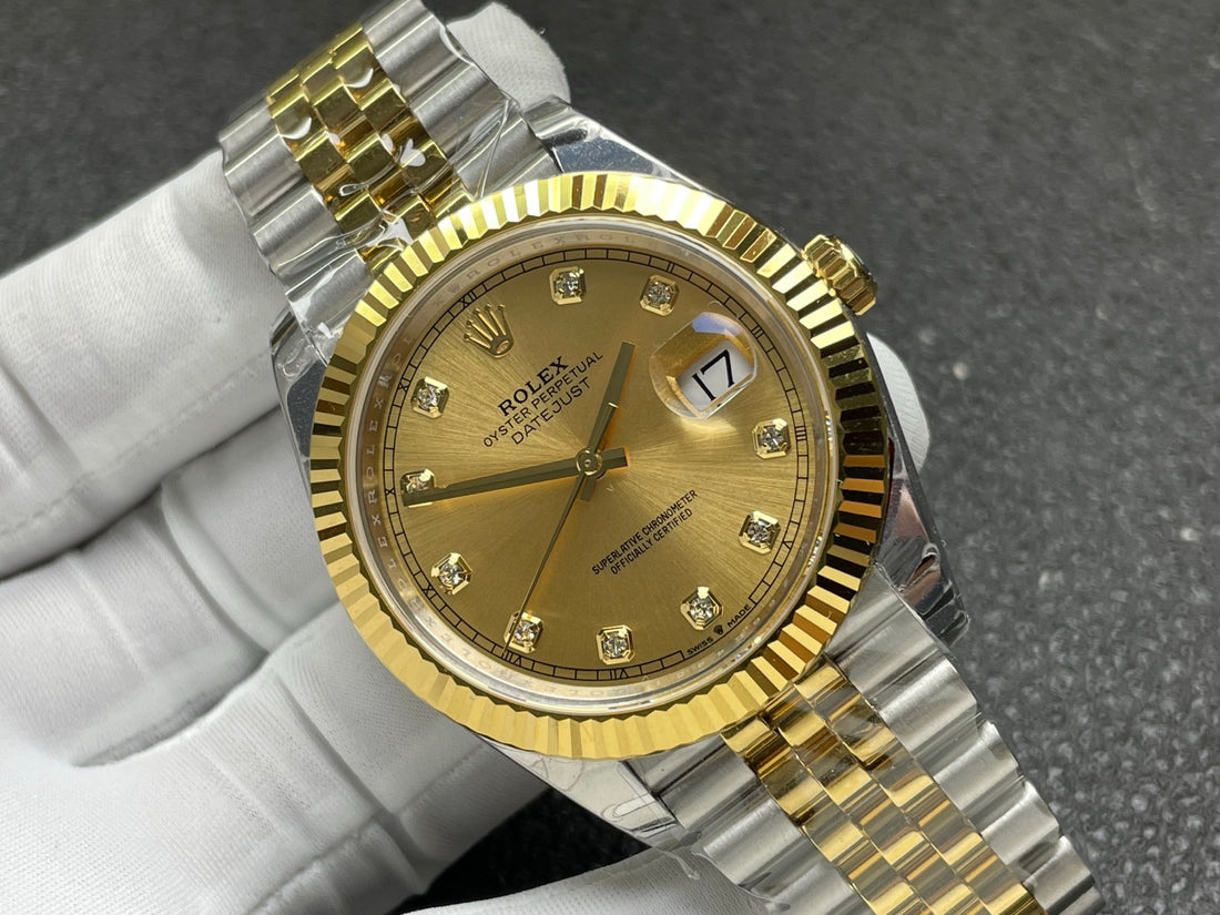 Classic Date Watch, Yellow Gold Tone, Steel, 36 mm
