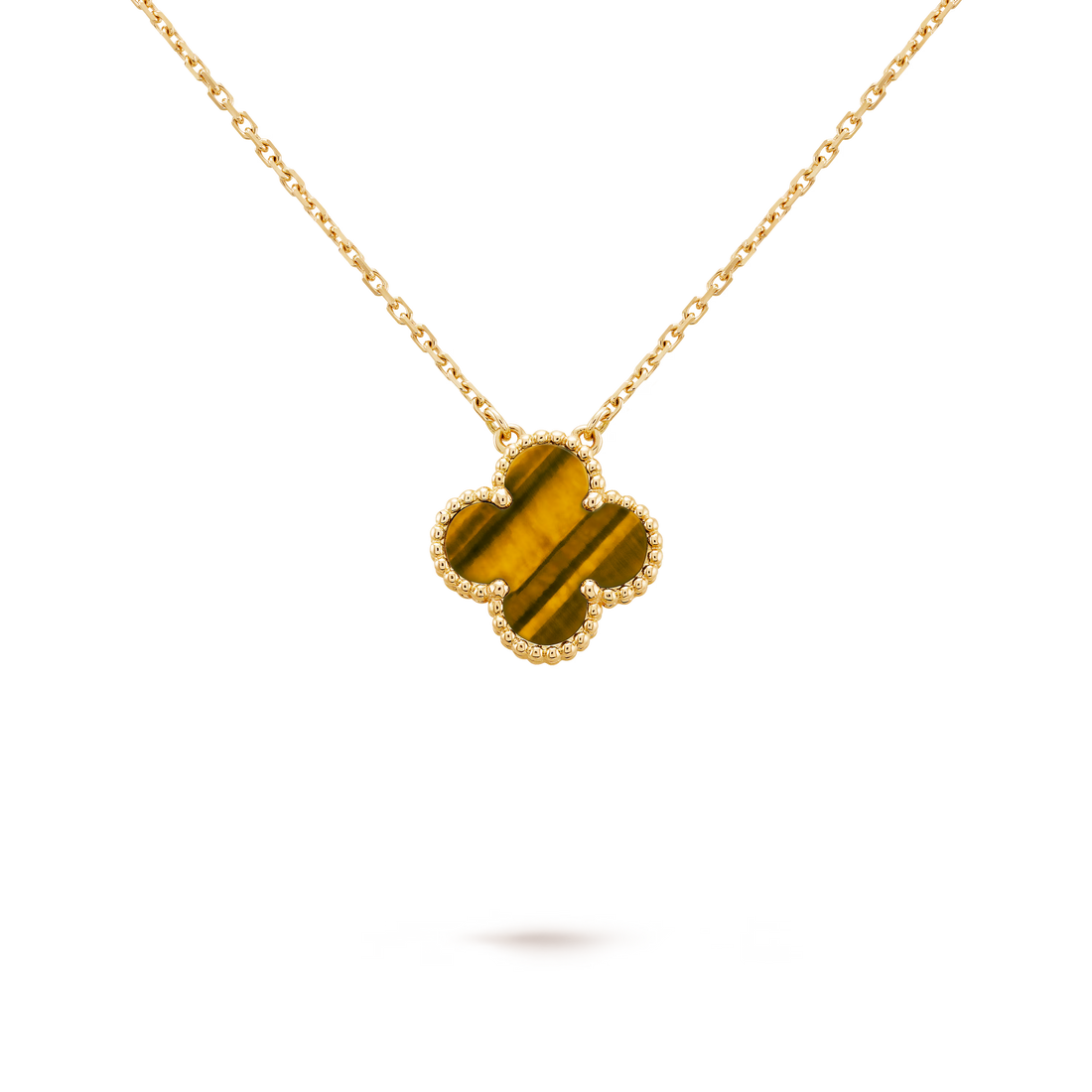 Quatrefoil Pendant Necklace, Yellow Gold Tone