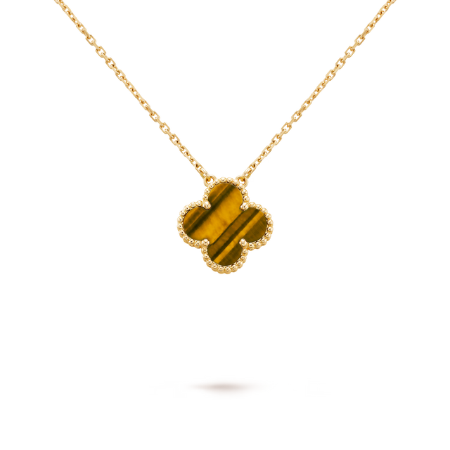 Quatrefoil Pendant Necklace, Yellow Gold Tone