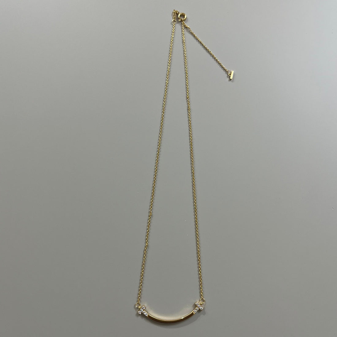 Smile Bar Pendant Necklace, Yellow Gold Tone