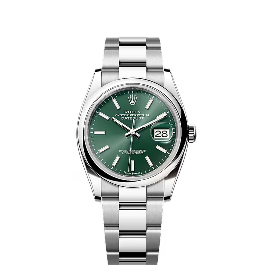 Classic Date Watch, White Gold Tone, Steel, White, 36 mm