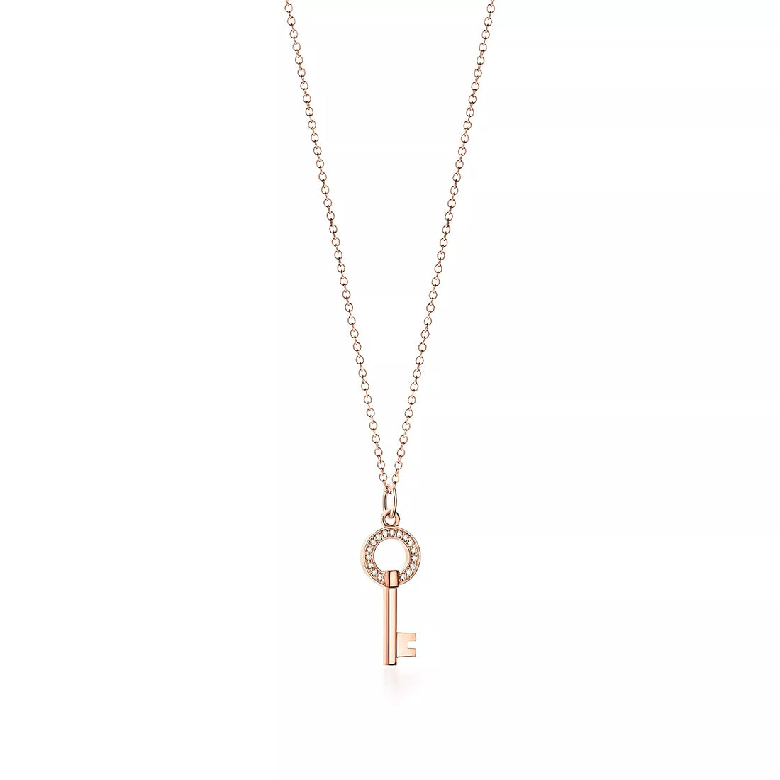 Key Pendant Necklace, Rose Gold Tone