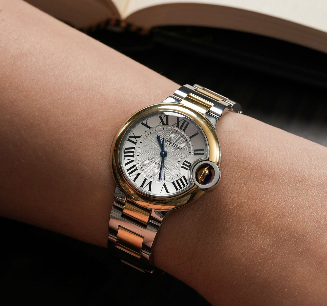 Round Domed Case Watch, Yellow Gold Tone, Steel, Small Model