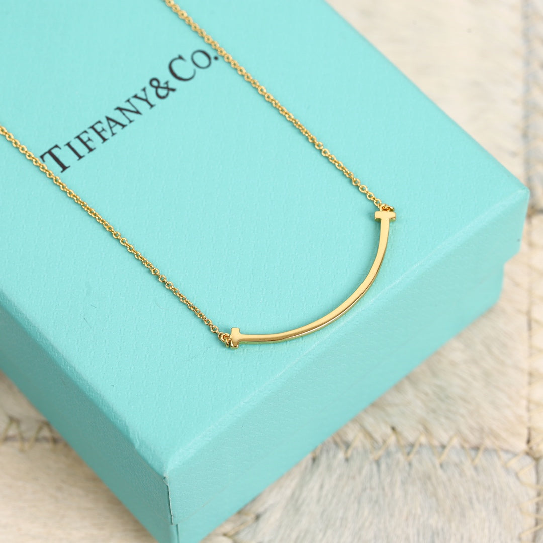 Smile Bar Pendant Necklace, Rose Gold Tone