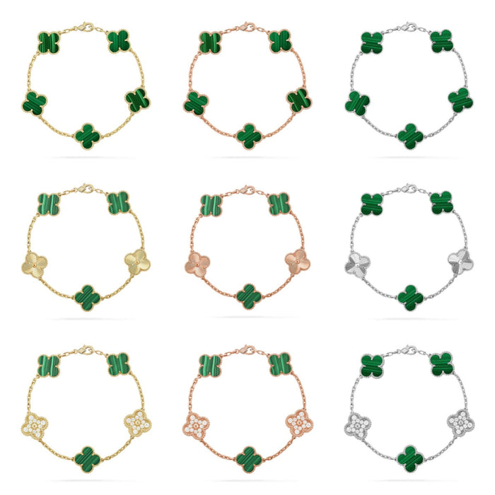 Quatrefoil 5 Motifs Bracelet, Malachite