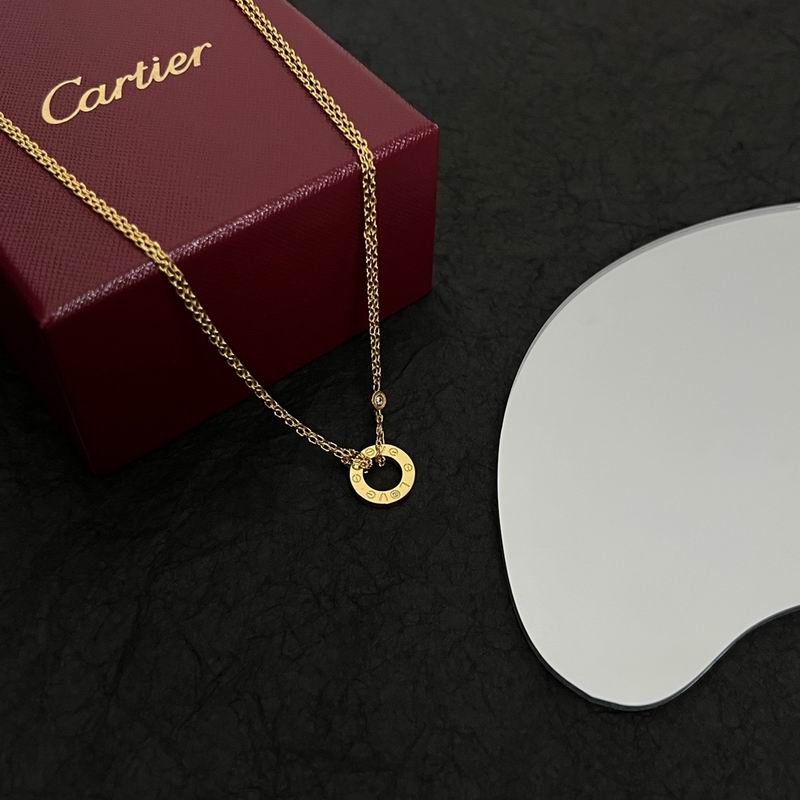 Screw-Motif Pendant Necklace, Stone-Set, Yellow Gold Tone