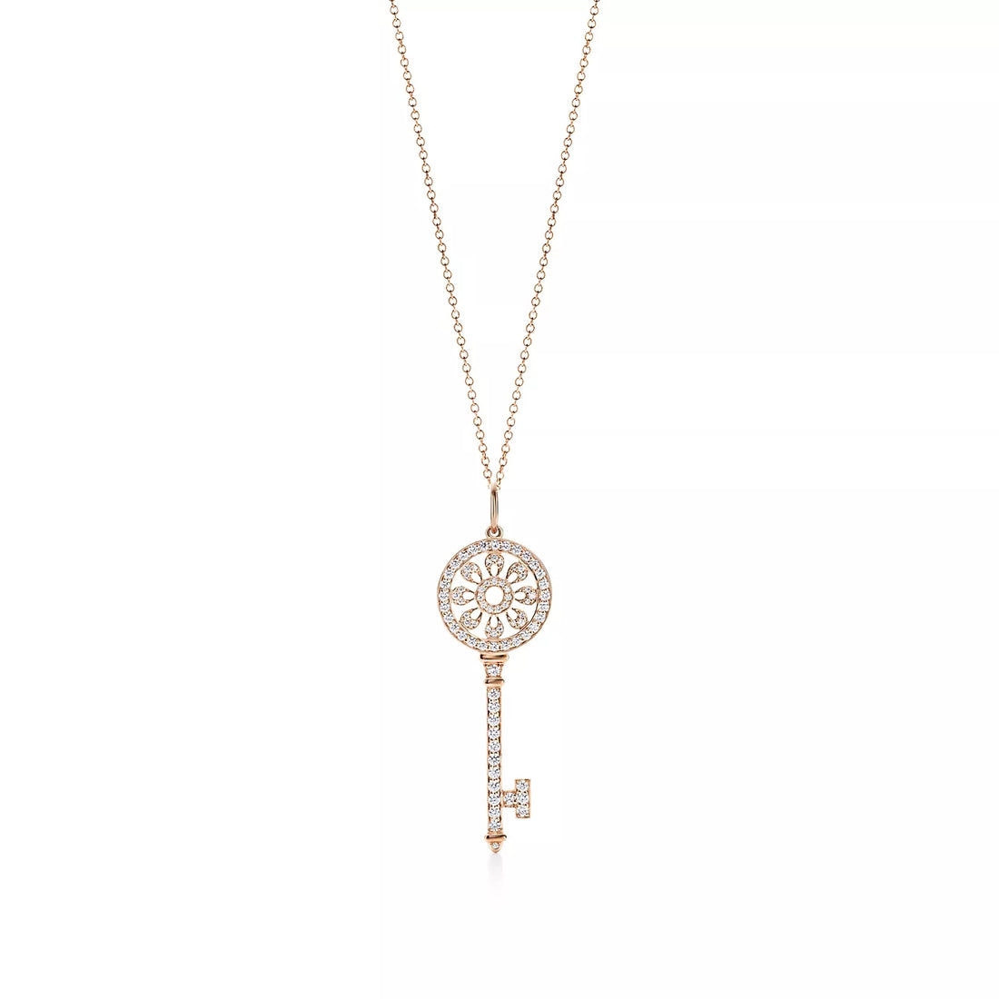 Key Pendant Necklace, Rose Gold Tone