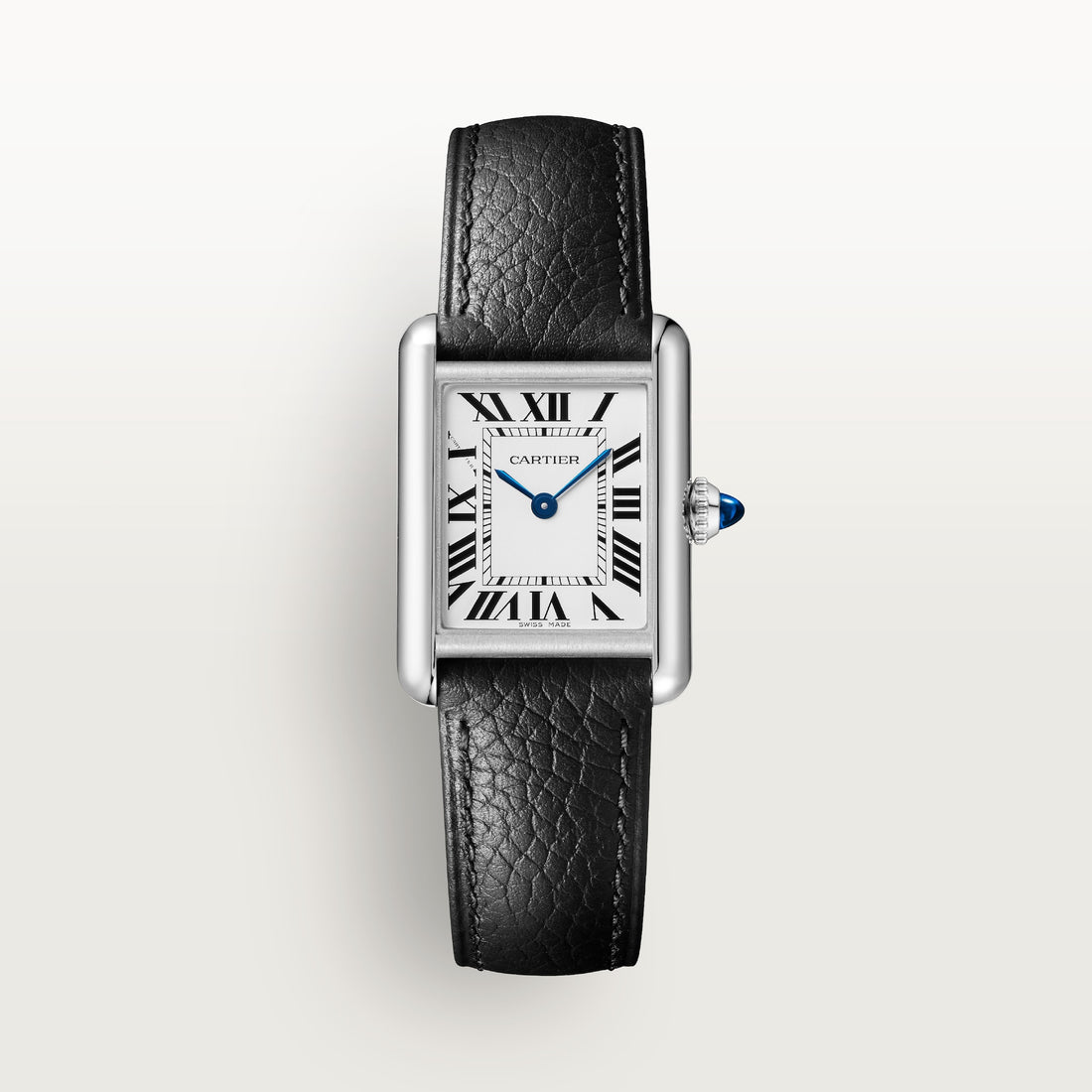 Rectangular Case Watch, White Gold Tone, White, Large Model
