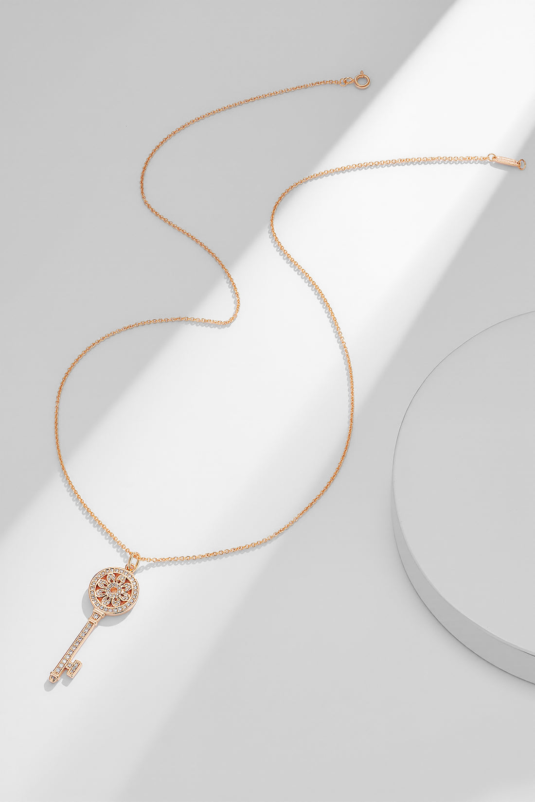 Key Pendant Necklace, Rose Gold Tone