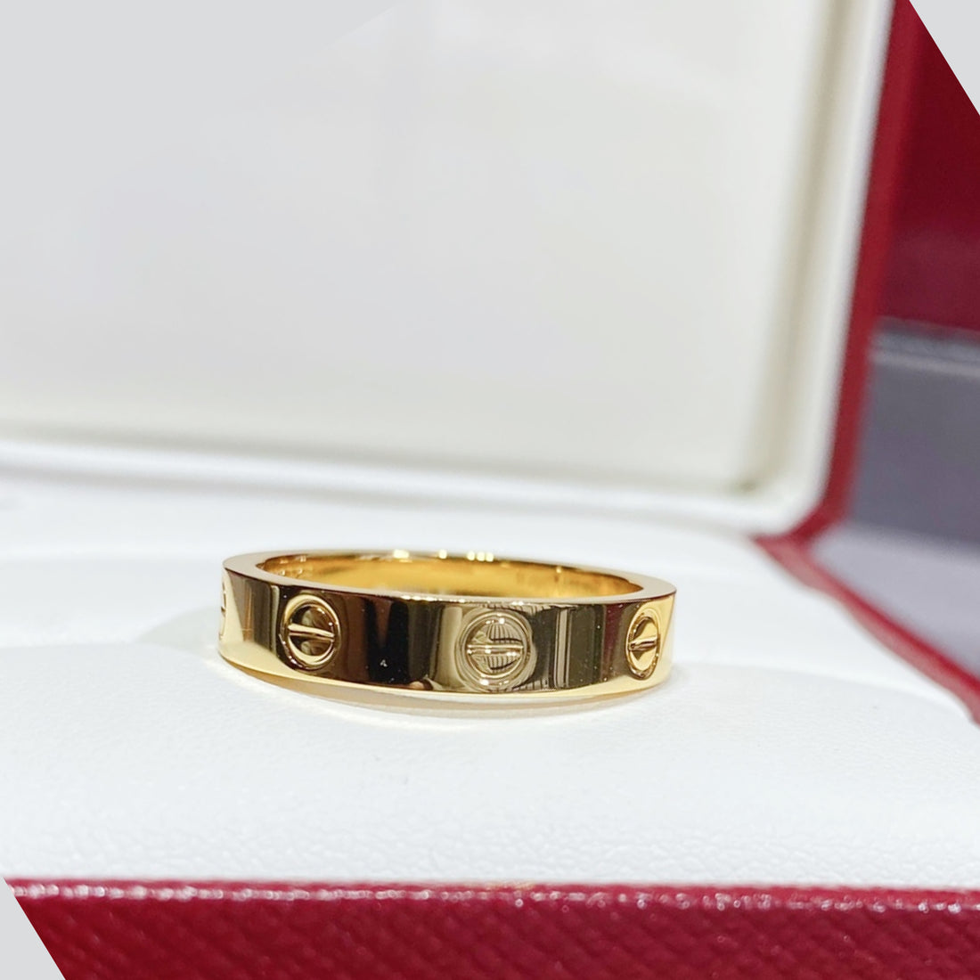 Screw-Motif Band Ring, Small Model, Yellow Gold Tone