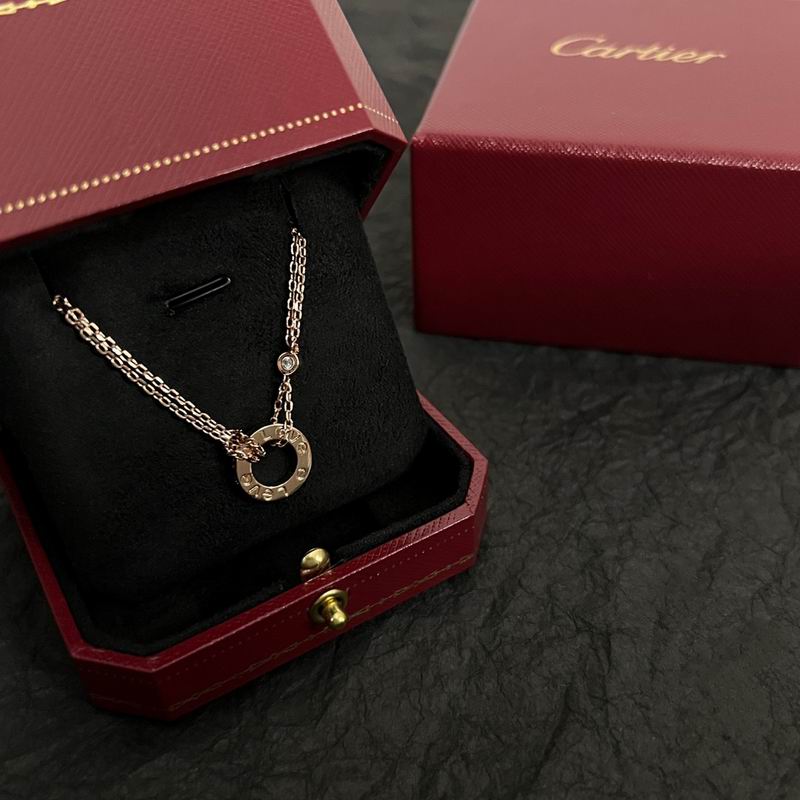 Screw-Motif Pendant Necklace, Stone-Set, Rose Gold Tone