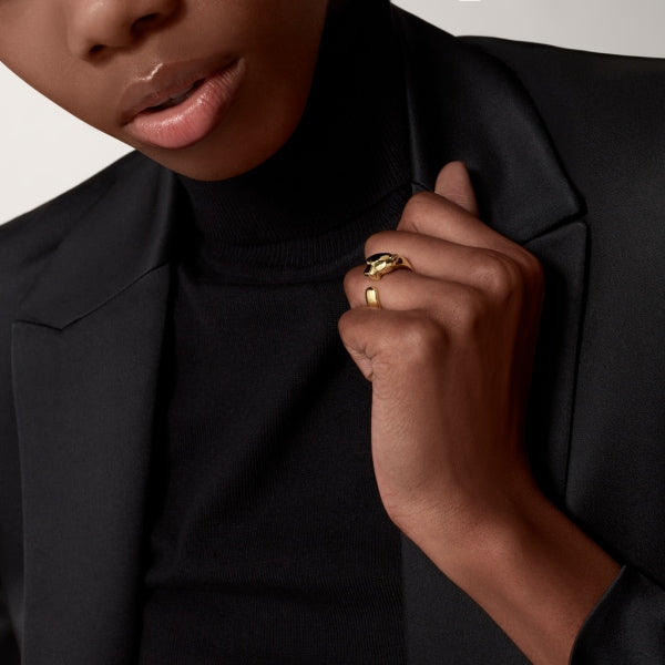 Feline Motif Ring, Medium Model, Yellow Gold Tone