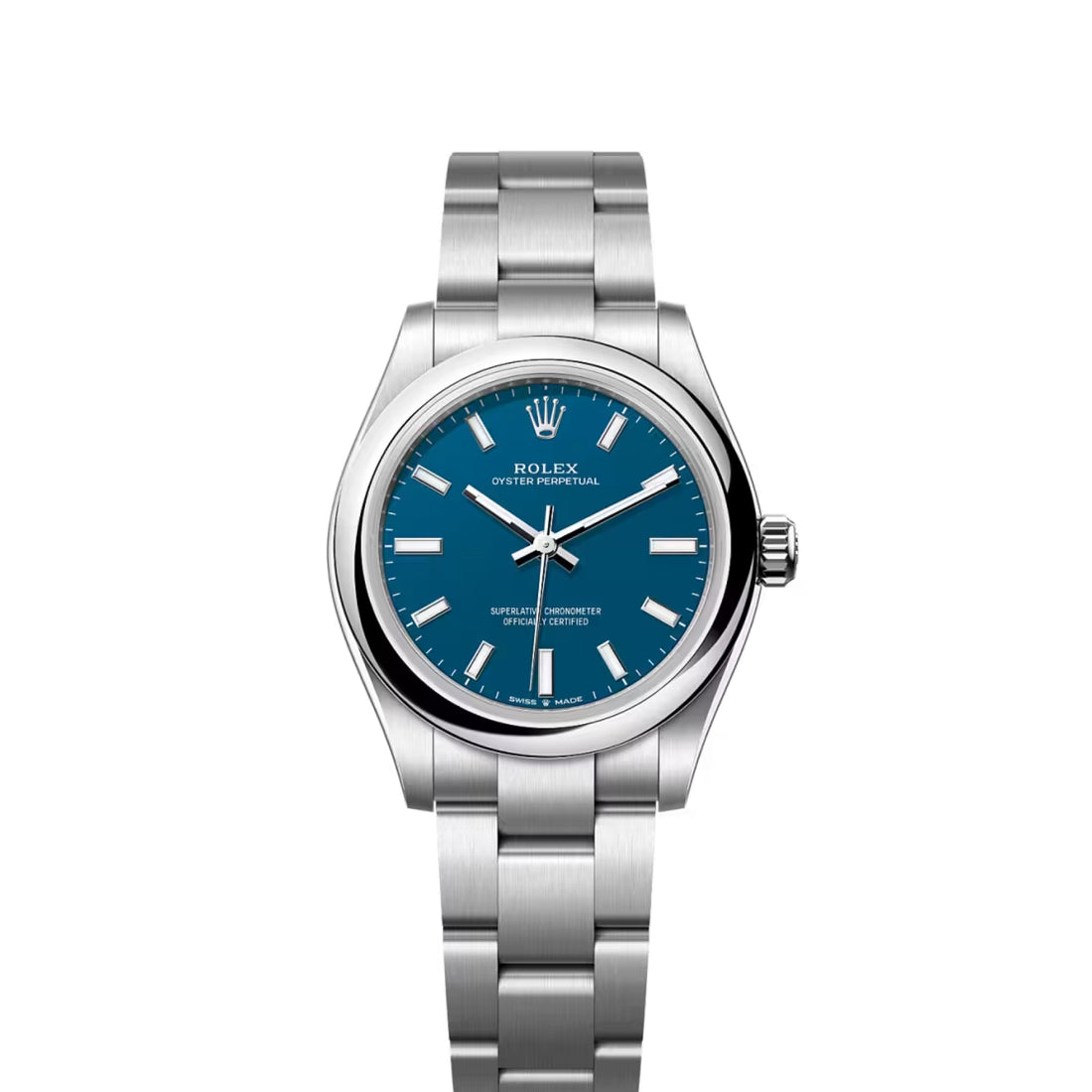 Round Automatic Watch, White Gold Tone, Steel, White, 31 mm