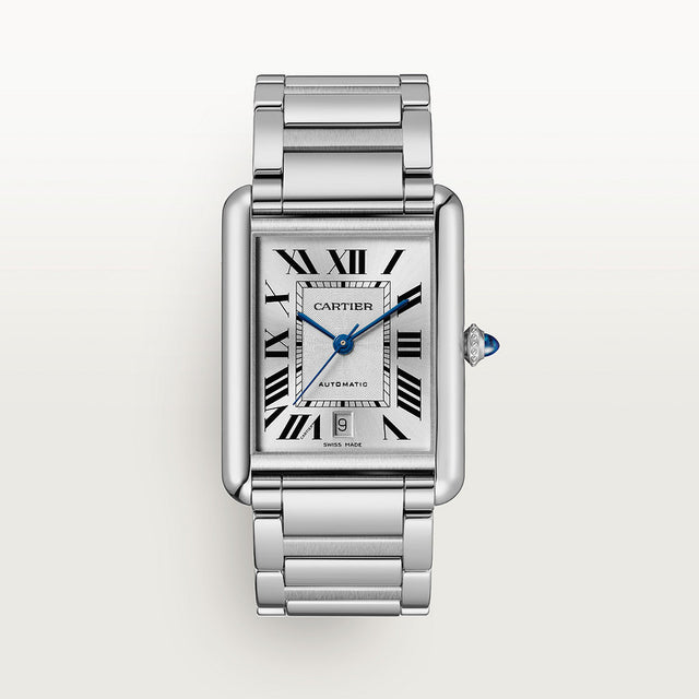 Rectangular Case Watch, White Gold Tone, White, Extra Large Model