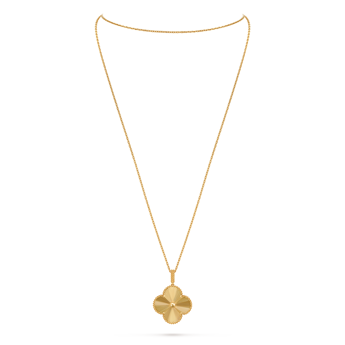 Quatrefoil Long Necklace, 1 Motifs, Yellow Gold Tone