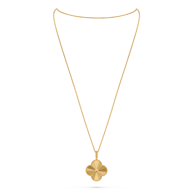 Quatrefoil Long Necklace, 1 Motifs, Yellow Gold Tone