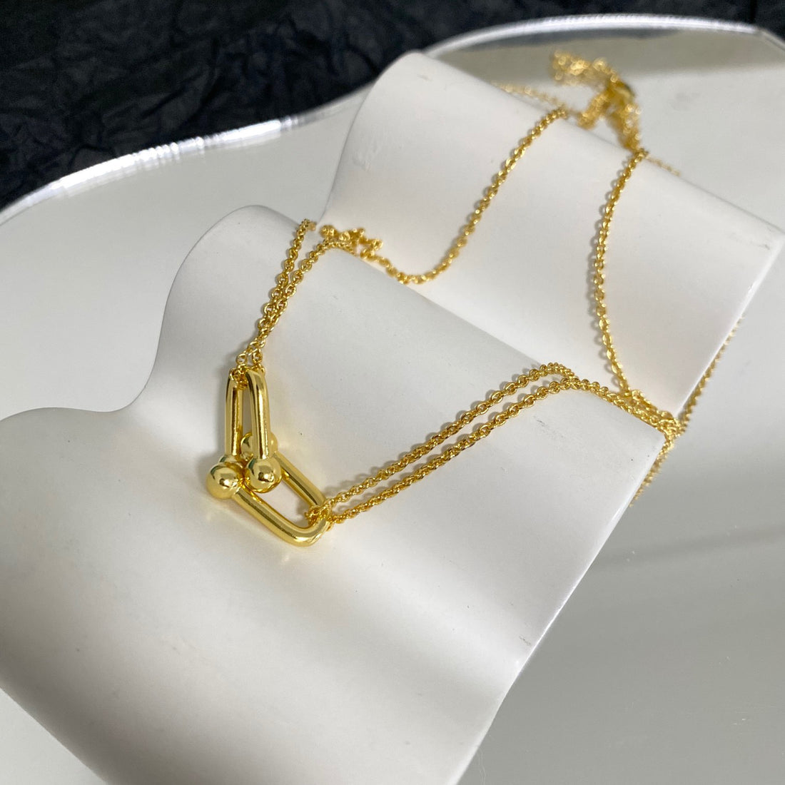 Link Pendant Necklace, Yellow Gold Tone