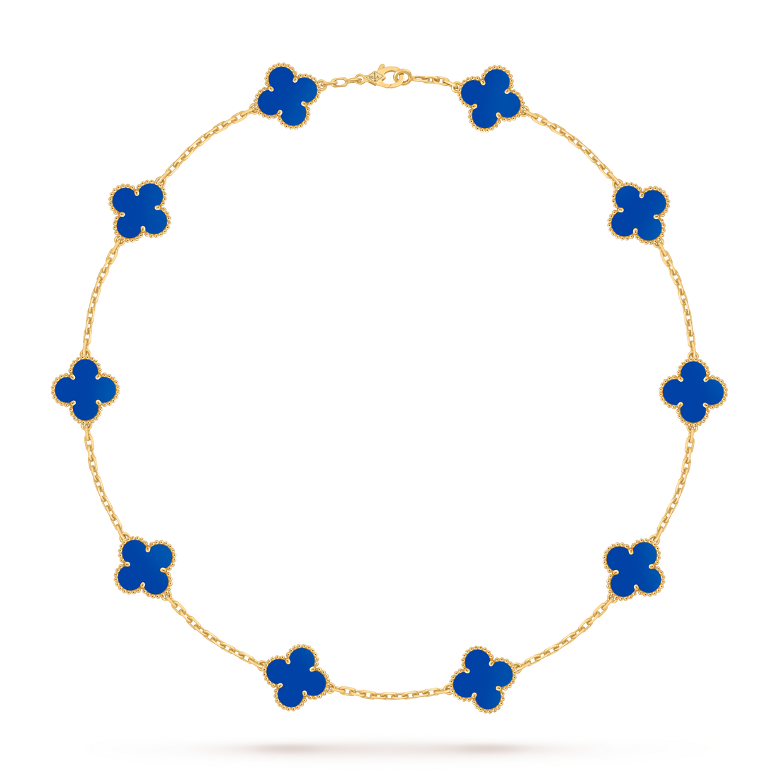 Quatrefoil Pendant Necklace, Agate, 10 Motifs, Yellow Gold Tone