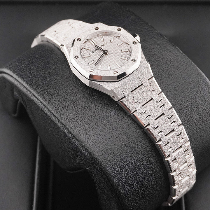 Octagonal Bezel Watch, White Gold Tone, White, 23 mm